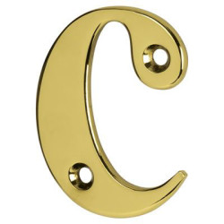 55mm Screw Fix Door Letter - c - Polished Brass Effect