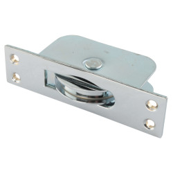 Hampstead Square Large Ball Bearing Sash Window Pulley - 57mm Square Metal Wheel - Polished Chrome