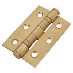 Altro Twin Ball Bearing Grade 7 Butt Fire Door Hinge - 76 x 50 x 2mm - Satin Brass - Pair