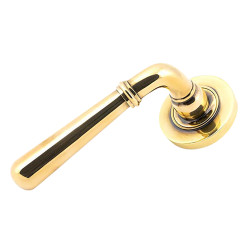 From The Anvil Aged Brass Door Handles on Round Screw On Rose - Newbury Range