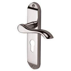 M Marcus by M Marcus Polished Chrome Scroll Euro Lock Door Handles - Aurora Range - 183 x 42mm