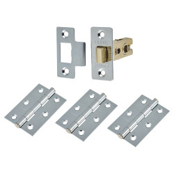 Altro Tubular Latch Pack - 57mm Backset - 3 x Fire Rated Button Tip Hinges - Polished Chrome