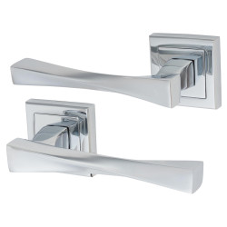 Altro Polished Chrome Twist Door Handles on Square Rose - Spirit Range