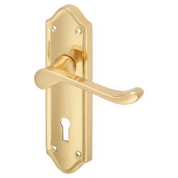 Altro Polished Brass Scroll Keyhole Lock Door Handles - Ashmead Range - 168 x 46mm