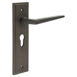 Burlington by Frelan Dark Bronze Fire Rated Euro Lock Door Handles - Mayfair - 200 x 55mm