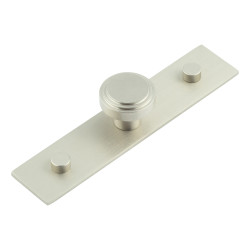 Hoxton by Frelan Cropley Stepped Round Cabinet Knob on Plain Backplate - 30mm Diameter - Satin Nickel
