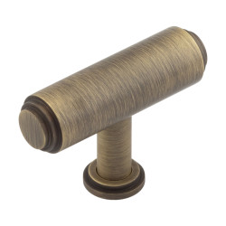 Burlington by Frelan Belgrave T-Bar Cabinet Knob - 18mm Diameter - Antique Brass