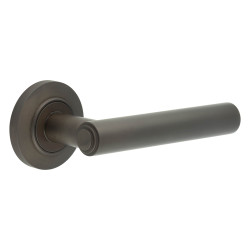 Burlington by Frelan Dark Bronze Fire Rated Door Handles on Round Chamfered Rose - Richmond Range