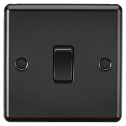 Knightsbridge 20A 1 Gang Round Edge Double Pole Appliance Switch - Matt Black