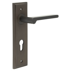 Burlington by Frelan Dark Bronze Fire Rated DIN Euro Lock Door Handles - Fitzrovia - 200 x 55mm