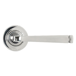 From The Anvil Polished Stainless Steel Door Handles on Round Rose - Avon Range