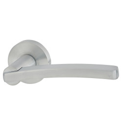 Jigtech Satin Chrome Door Handles on Round Rose - Condor Range