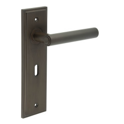 Burlington by Frelan Dark Bronze Fire Rated Keyhole Lock Door Handles - Highgate - 200 x 55mm