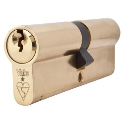 Yale 1 Star 6 Pin Kitemarked 90mm Euro Double Cylinder -45 + 45mm - Polished Brass - Keyed to Differ