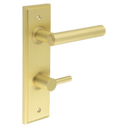 Burlington by Frelan Satin Brass Fire Rated DIN Bathroom Door Handles - Richmond - Inner 3 - 200 x 55mm