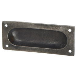 Olde Forge Rectangular Flush Cabinet Pull Handle - 90 x 40mm - Pewter Effect