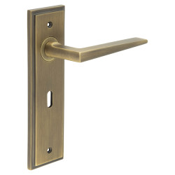 Burlington by Frelan Antique Brass Fire Rated Keyhole Lock Door Handles - Mayfair - 200 x 55mm