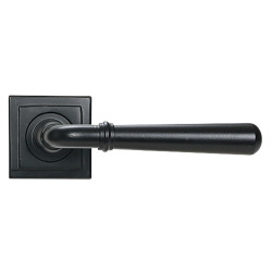 From The Anvil Matt Black Door Handles on Square Rose - Newbury Range