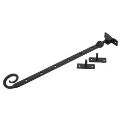 Olde Forge Blacksmith Pig Tail Casement Window Stay - 12"/300mm Length - Smooth Black