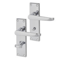 Touchpoint Polished Chrome Budget Straight Bathroom Door Handles - Mia Range - 153 x 42mm