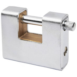 Watchman by Squire Armoured Shutter Lock - 60mm Body - 11 x 22mm Shackle - Keyed to Differ - Silver
