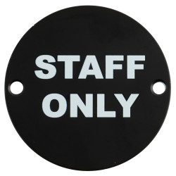 Altro Staff Only Door Sign - 75mm Diameter - Matt Black