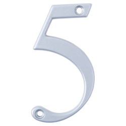 76mm Screw Fix Door Numeral - 5 - Premium Satin Silver