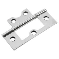Flush Door Hinge - 75 x 50 x 1.7mm - Polished Chrome - Pair