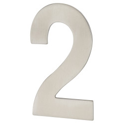 Hampstead 100mm Concealed Screw Fix Door Numeral - 2 - Satin Stainless Steel