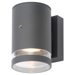 Forum Zink Lens Outdoor Up or Down Wall Light with Photocell - IP44 - Anthracite