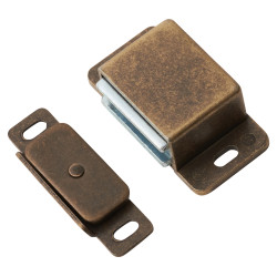 Magnetic Catch - 46 x 30 x 15mm - 8kg Pull - Antique Brass