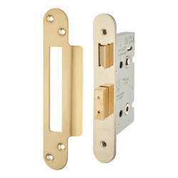 Altro Architectural Bathroom Lock - 65mm Case - 44mm Backset - Radius - PVD Brass
