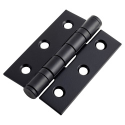 Touchpoint Twin Ball Bearing Butt Door Hinge - 75 x 50 x 2mm - Matt Black - Pair