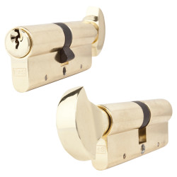 Touchpoint 5 Pin 80mm Euro Thumbturn Cylinder - 40mm Turn + 40mm - Pol Brass - Keyed to Differ