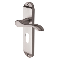 M Marcus by M Marcus Satin Chrome Scroll Euro Lock Door Handles - Aurora Range - 183 x 42mm