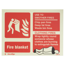 Altro Photoluminescent Fire Blanket Identification Sign - 200 x 150mm - Rigid Plastic
