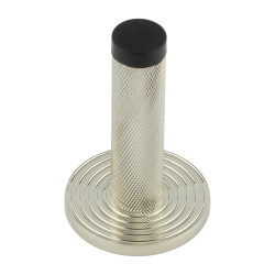 Burlington by Frelan Knurled Projection Door Stop on Reeded Rose - 76mm Projection - Polished Nickel