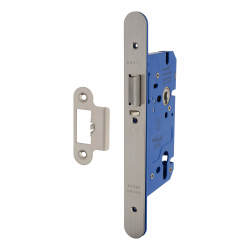 Altro DIN Euro Mortice Nightlatch - 85mm Case - 60mm Backset - Radius - Satin Stainless Steel
