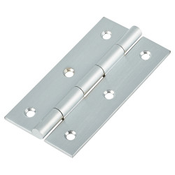Solid Drawn Butt Cabinet Hinge - 75 x 40 x 2.0mm - Satin Chrome - Pair