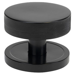 From The Anvil Brompton Round Knurled Centre Door Knob - 90mm Rose - Black