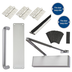 Heavy Duty Pull Door Handle Fire Door Kit - Power Size 2-5 - Push/Pull Mounting - Aluminium