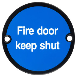 Altro Fire Door Keep Shut Door Sign - 75mm Diameter - Matt Black