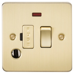 Knightsbridge 13A 1 Gang Flat Plate Switched Fused Spur with Neon & Flex Outlet - Brushed Brass