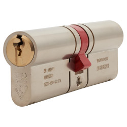 ERA 3 Star 6 Pin 100mm Euro Double Cylinder - 50mm + 50mm - Satin Nickel/ Brass - Keyed to Differ
