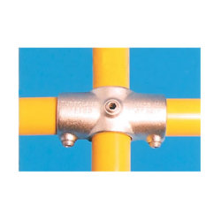 2 Socket Cross Connector with Through Centre Tube - Key Clamp System - Galvanised