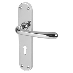 Touchpoint Polished Chrome Keyhole Lock Door Handles - Sassari Range - 182 x 39mm