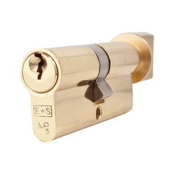 Eurospec 5 Pin 70mm Euro Thumbturn Cylinder - 35mm Turn + 35mm - Polished Brass - Keyed Alike
