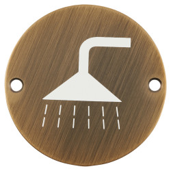 Hampstead Shower Door Sign - 75mm Diameter - Antique Brass