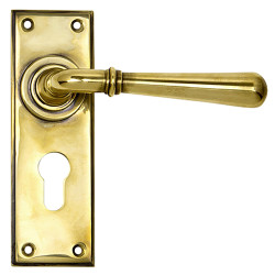 From The Anvil Aged Brass Euro Lock Door Handles - Newbury Range - 152 x 50mm