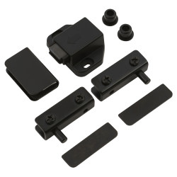 Altro Magnetic Glass Door Touch Latch with Counter Piece and Pivot Hinges - 41 x 31 x 16mm - Black